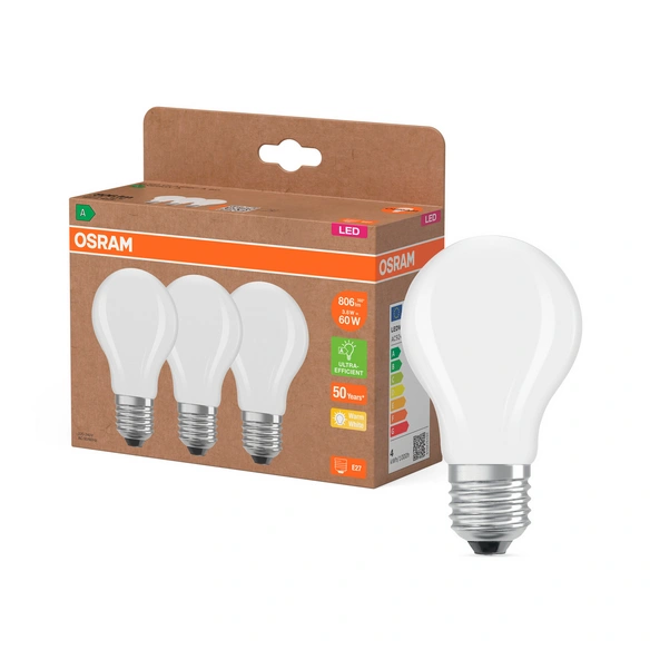 LED-Leuchtmittel, E27, LxBxH: 10,5x6x6 cm, warmweiß, weiß