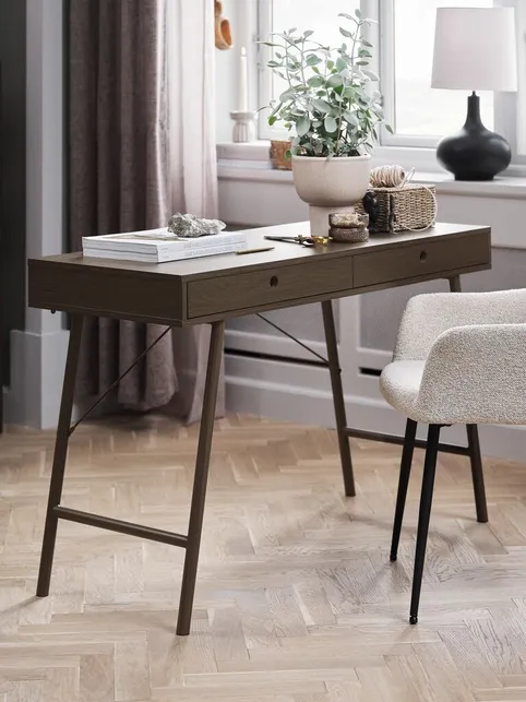 Skrivebord LINDVED 48x120 2 skuffer mørk eg