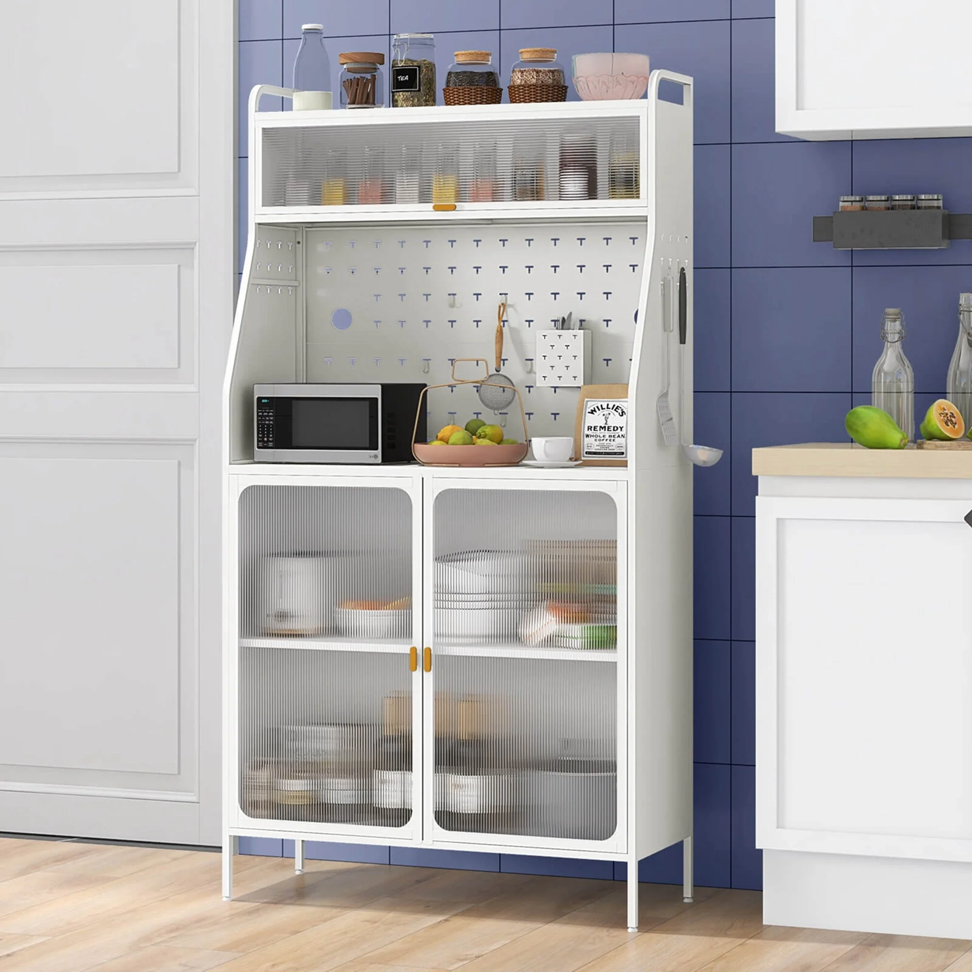 Costway 5-tier Metal Kitchen Bakers Rack with Pegboard 8 Hooks - See Details