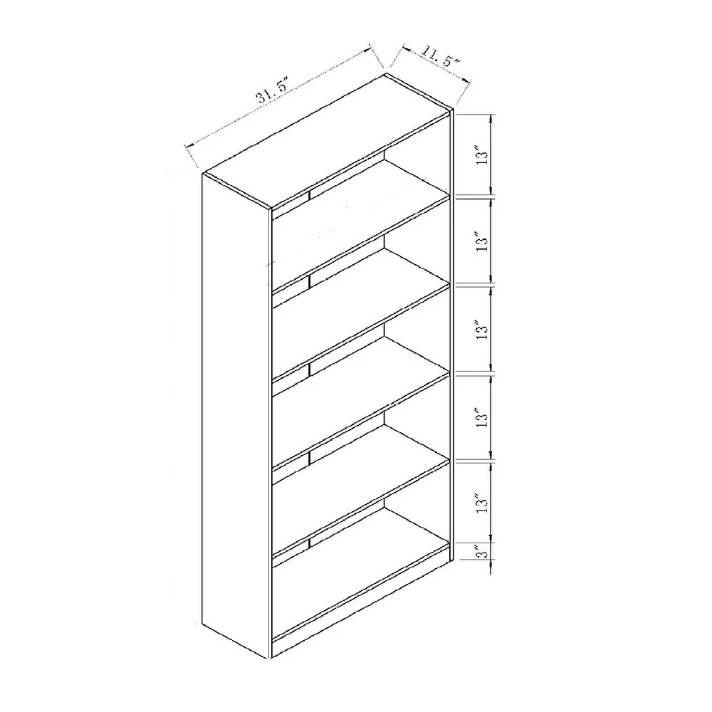 White Bookcase with Five Shelves to Display Your Home Décor Items