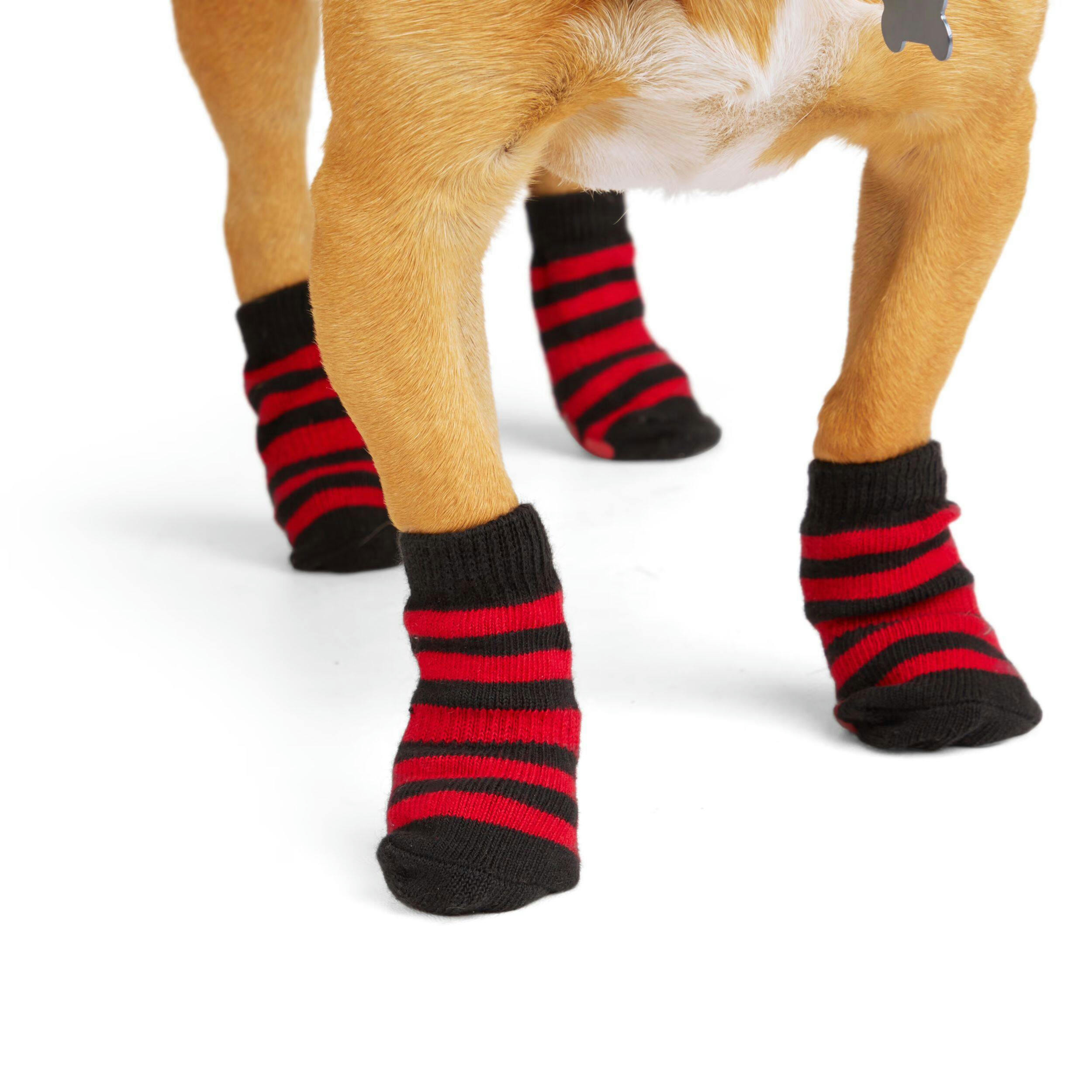 Petco Non-Skid Socks for Dogs, Black and Red, 2-pair
