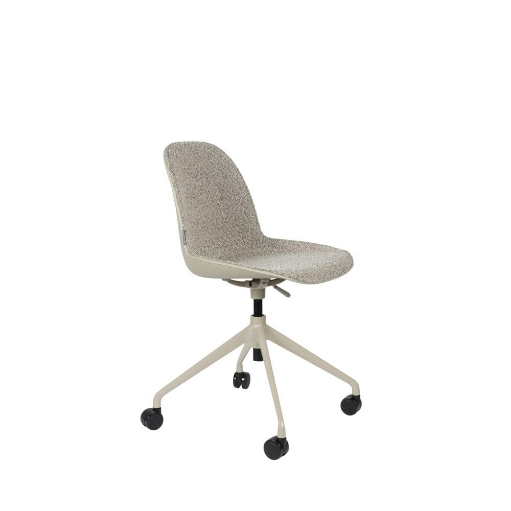 ALBERT KUIP - Chaise de bureau en tissu bouclette pivotante à roulettes taupe