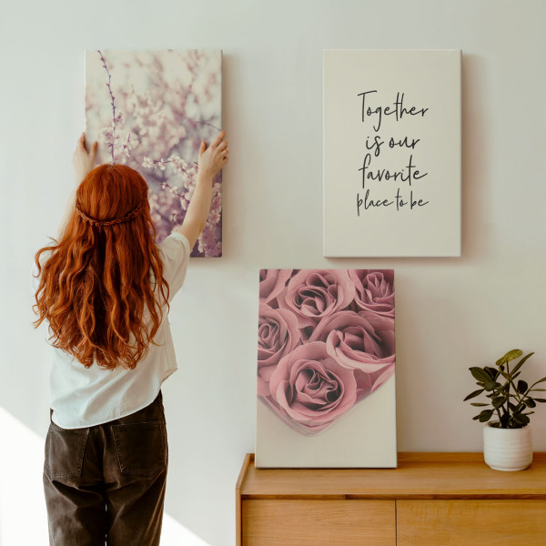 Obraz canvas 3 częściowy Domowe róże | 3x40x60 | Wallfluent