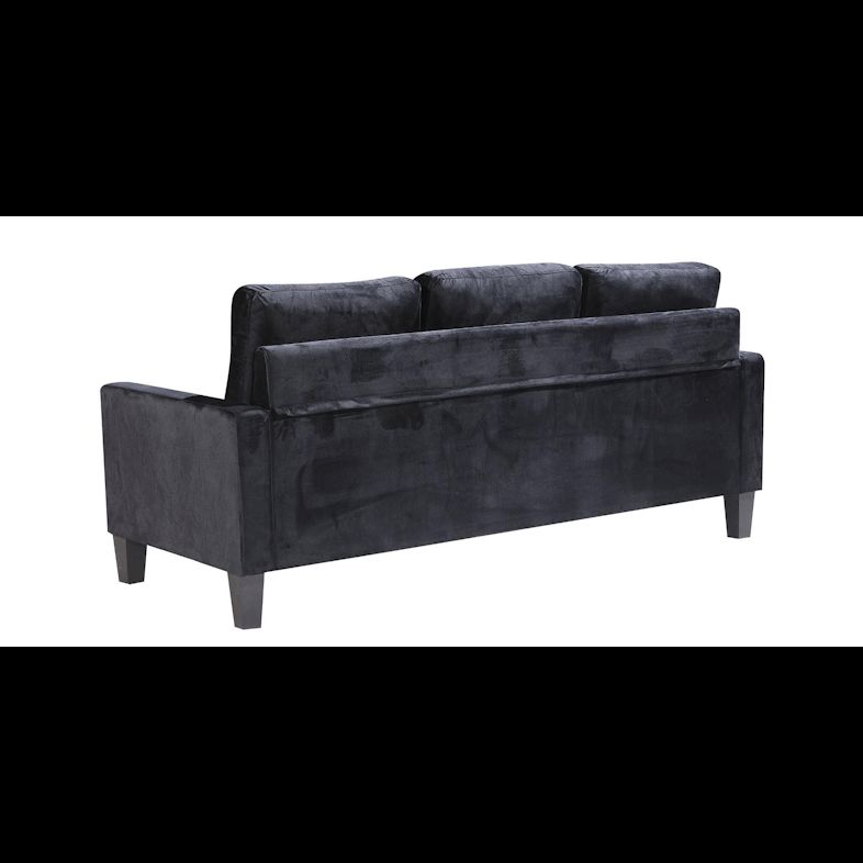 KOSY KOALA Corner Sofa Velvet Sectional Sofa with Ottoman L-shaped Black Sofa Couch Reversible 3-Seater