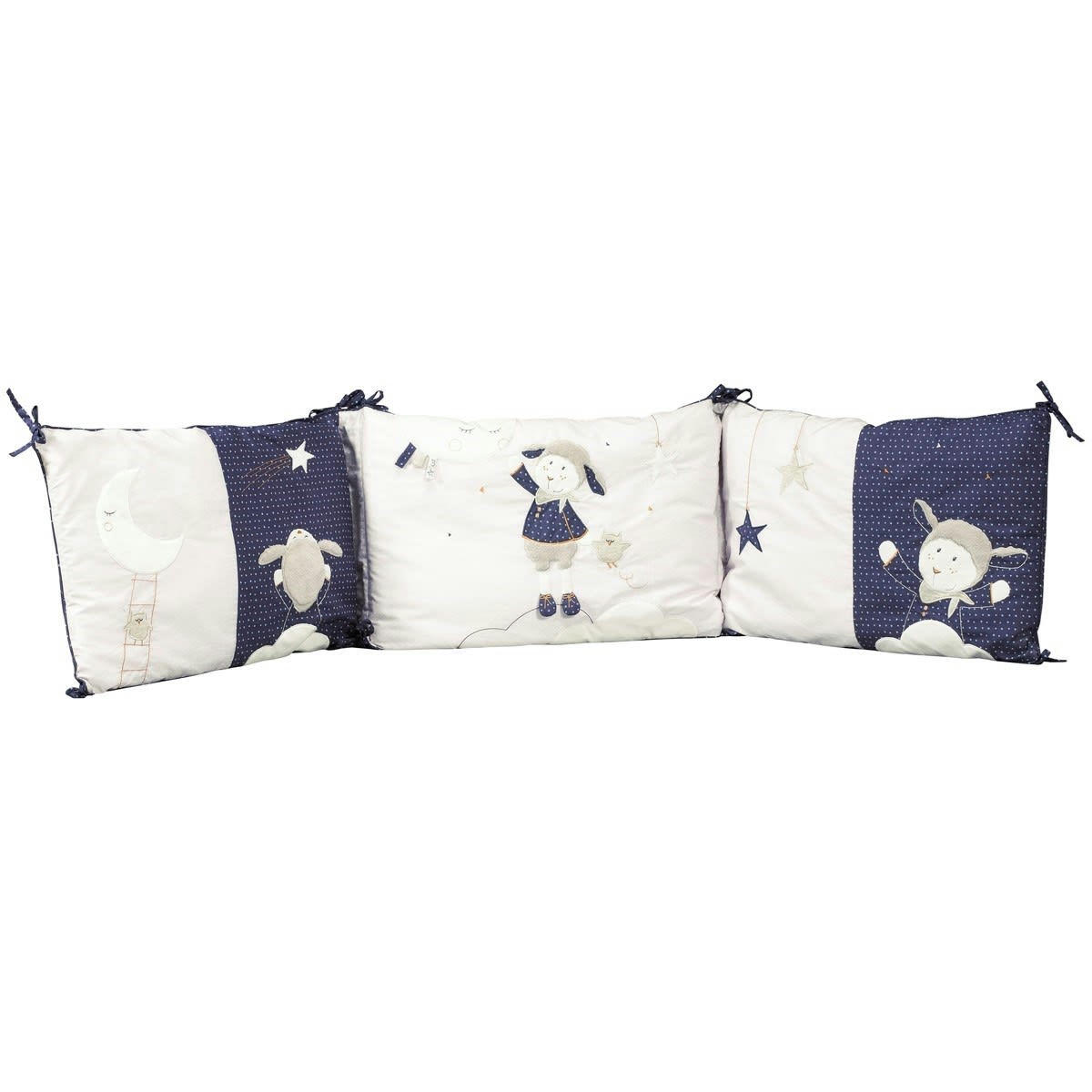MERLIN - Tour de lit bébé déhoussable 180x40cm en coton blanc