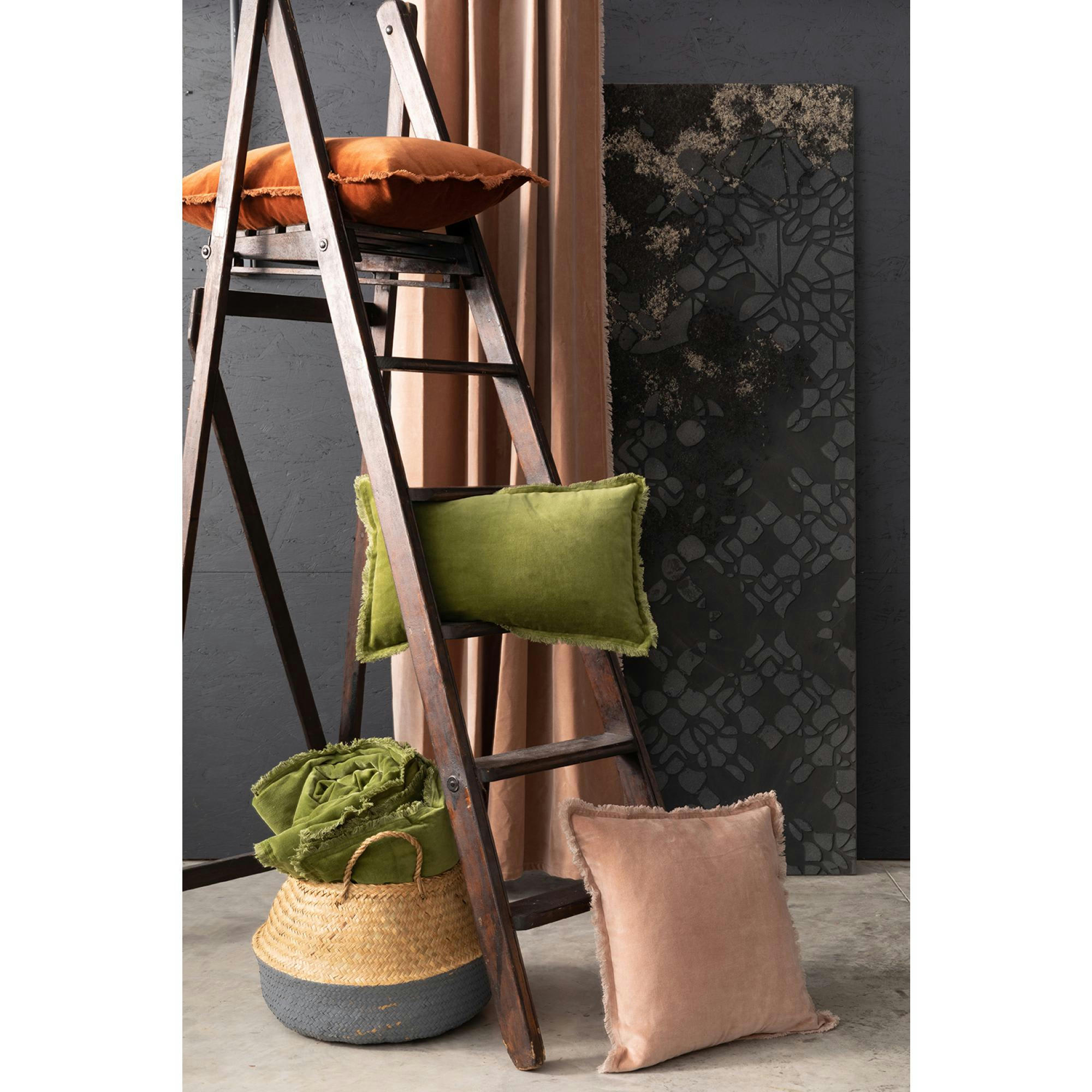 FARA - Coussin uni  en coton sesame 45 x 45