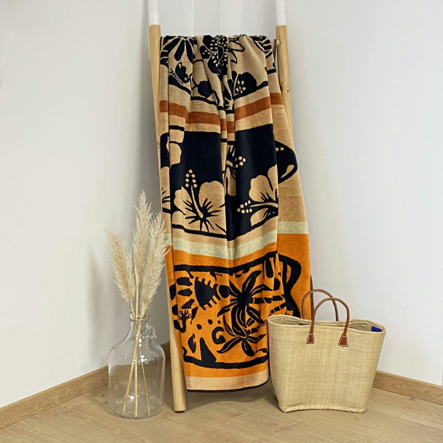 PLAGE - Serviette de plage éponge velours Jacquard Concha 140x180