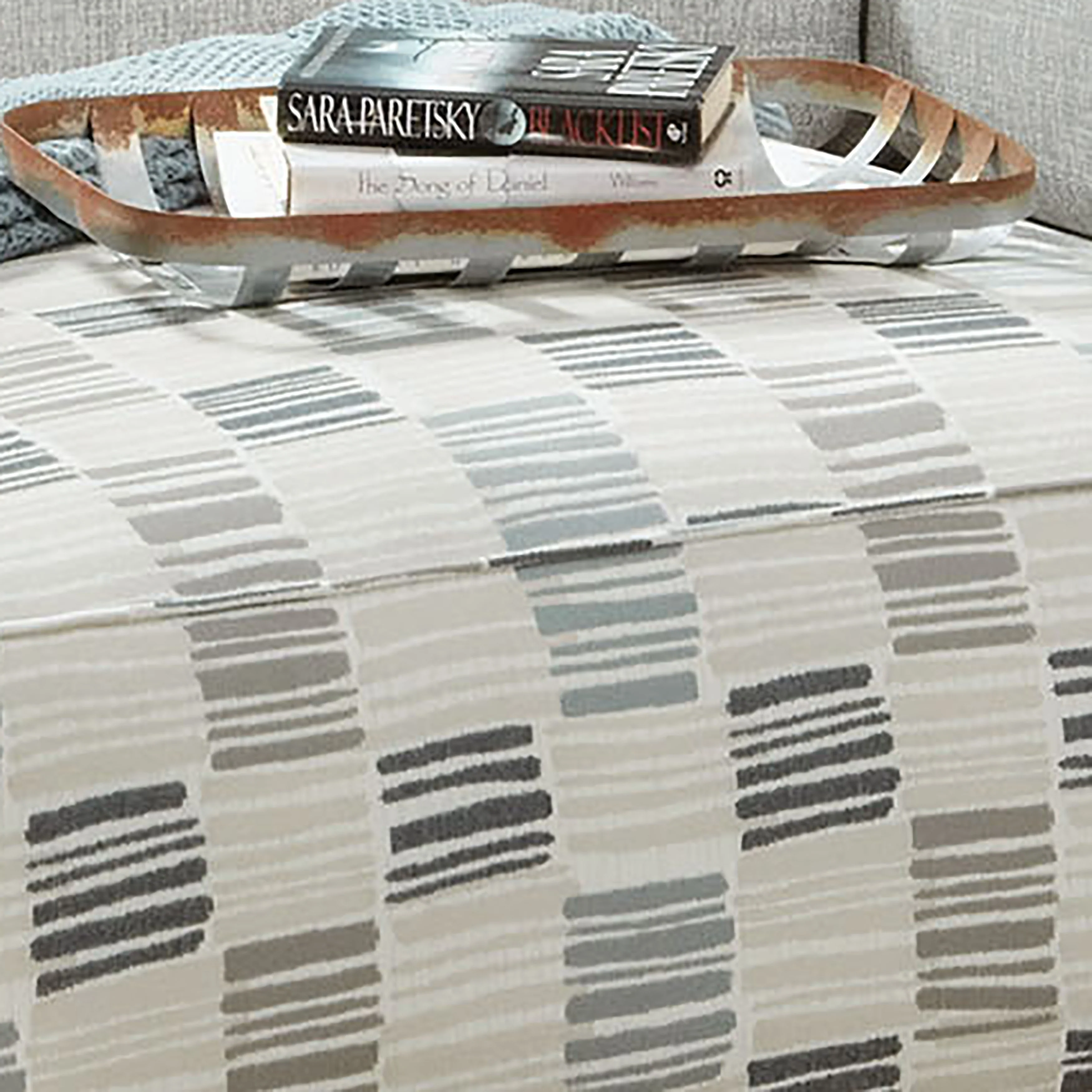 Eldan Transitional Grey Chenille Padded Cocktail Ottoman by Furniture of America