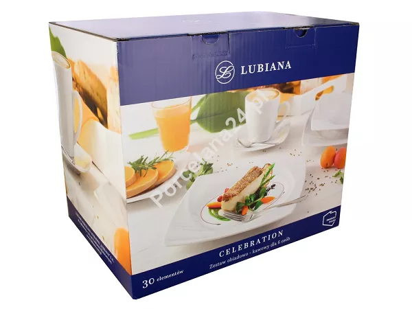 Serwis obiadowo - kawowy na 6 osób (30 el) Lubiana - Celebration biała GIFT BOX