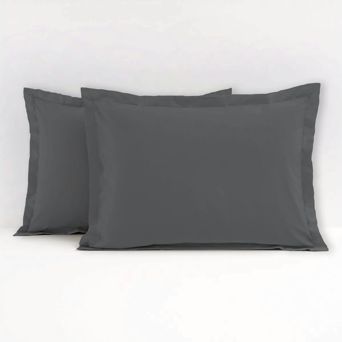 UNI - Taies d'oreiller en coton gris 50x70