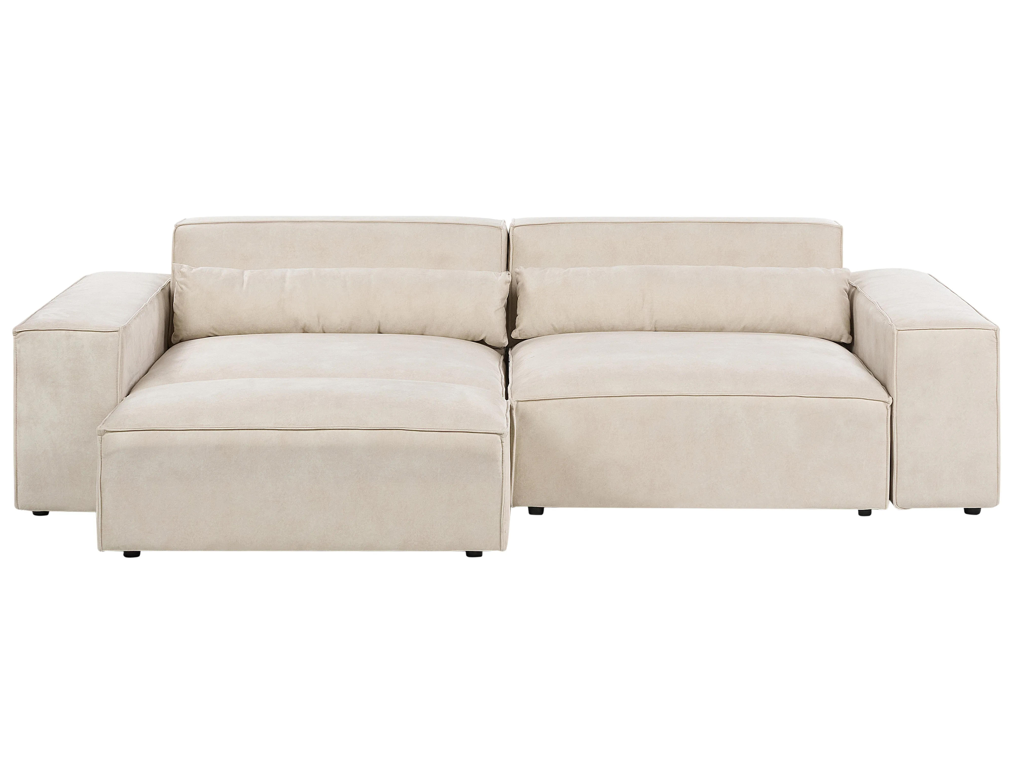 Modular Sofa 3 Seater HELLNAR Velvet Light Beige with Ottoman