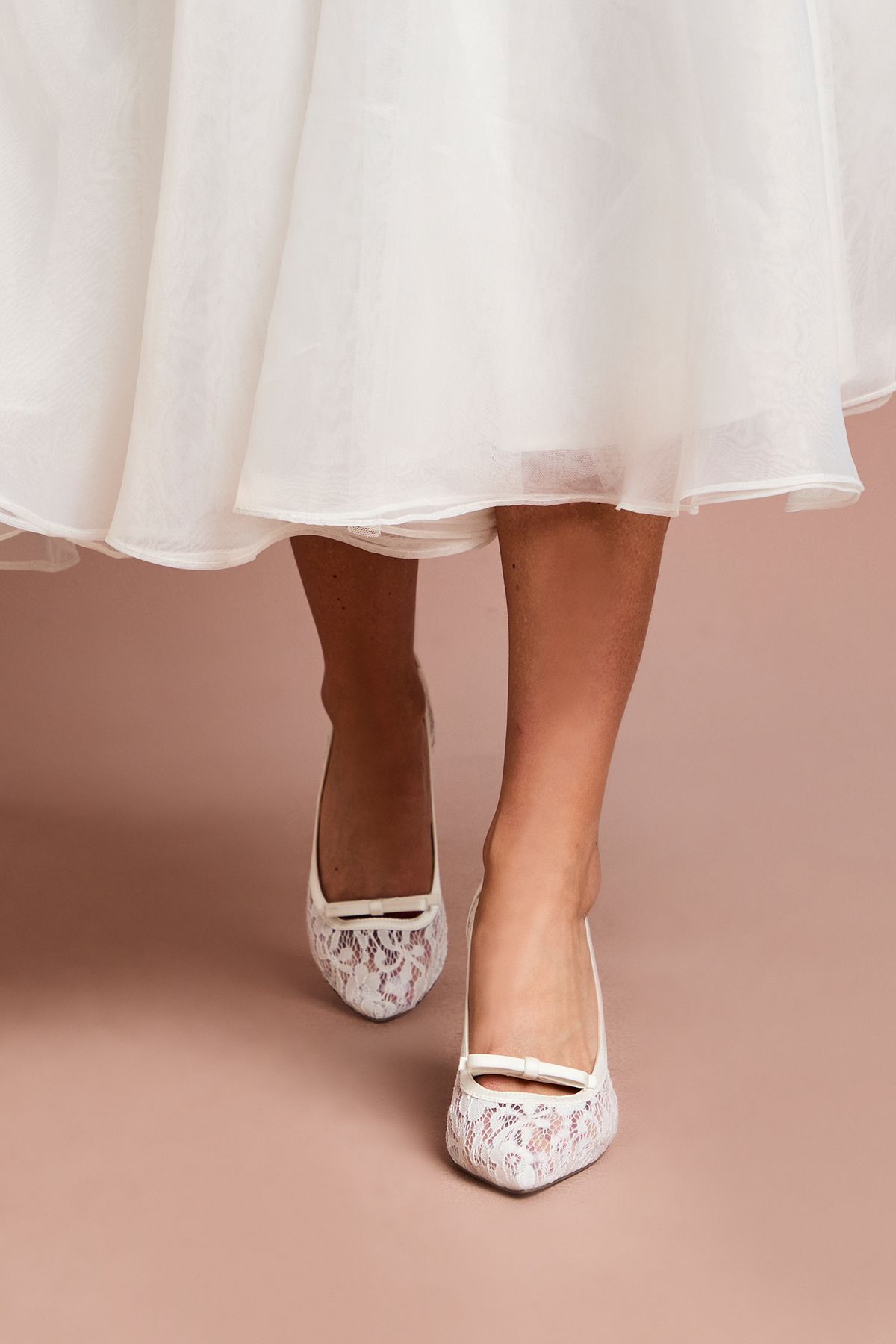 Coast Bridal Alexis Lace Bow Detail Slingback High Heel Stiletto Court Shoes