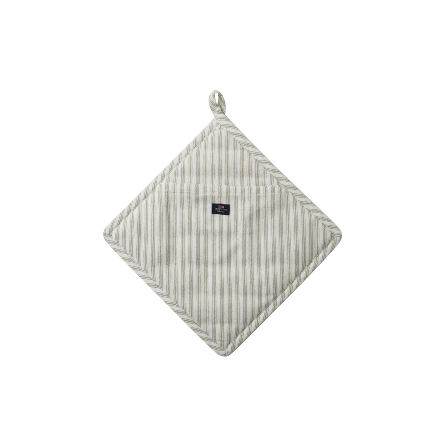 Icons Herringbone Striped Potholder, sage green/white