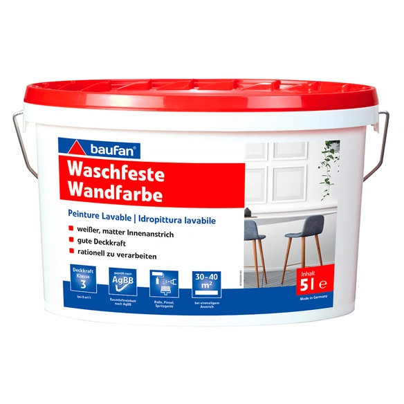 Wandfarbe »baufan«, waschfest 5 Liter, weiß