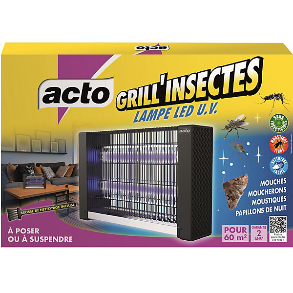Lampe Grill'Insectes noir Acto L. 40,7 x P. 9,5 x H. 26,3 cm