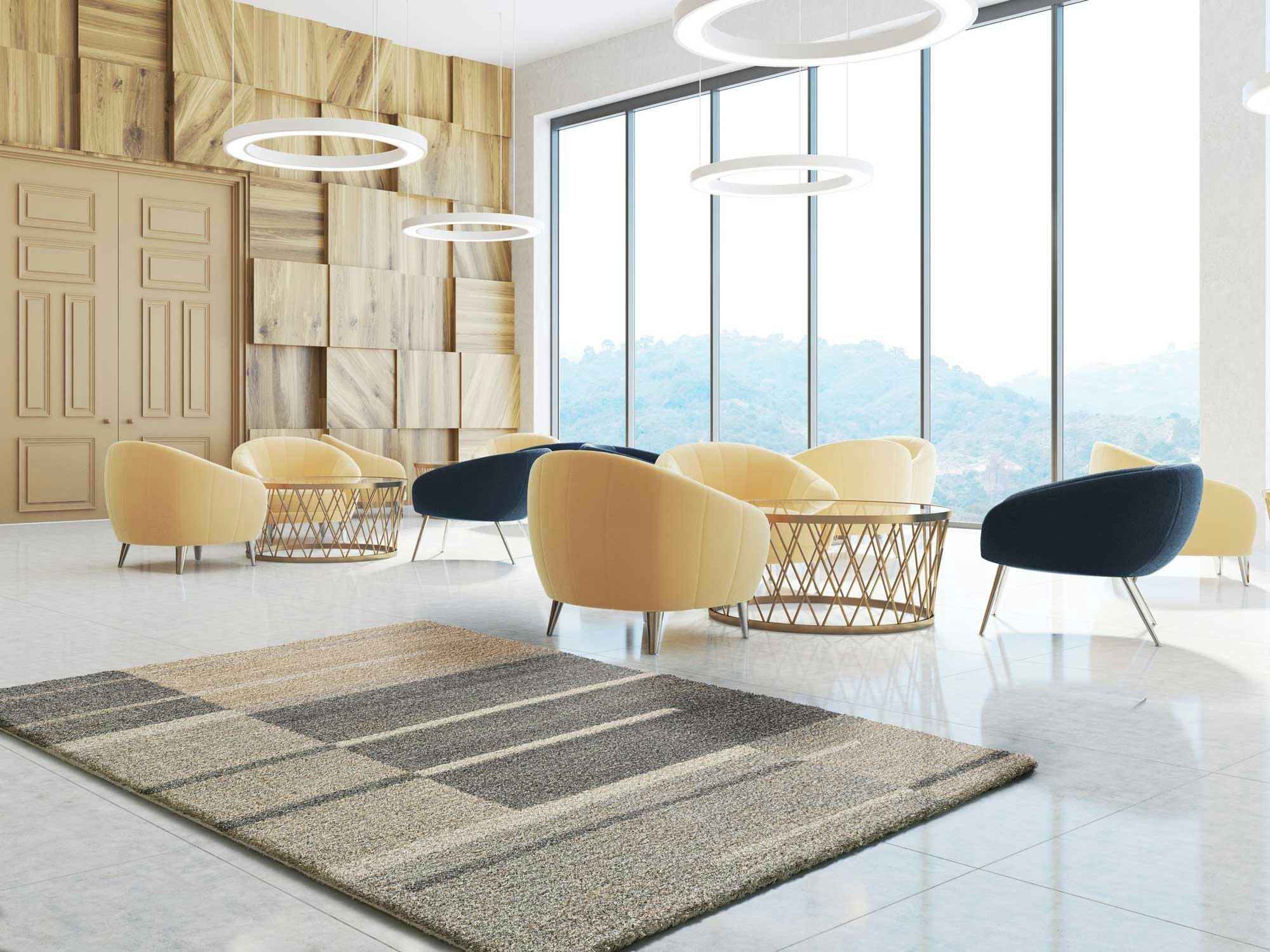 IRATI - Tapis shaggy géométrique beige, 160X230 cm
