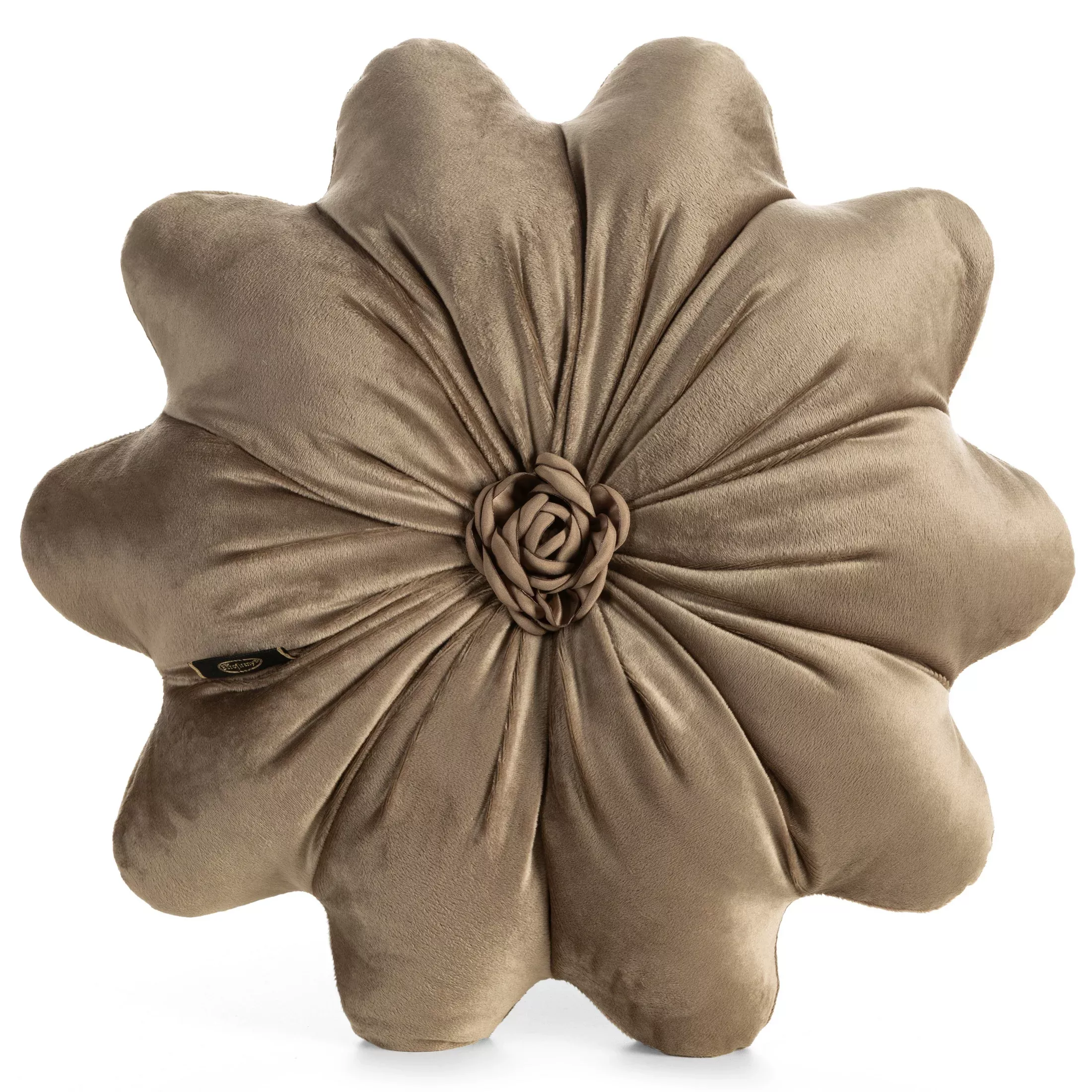 Poduszka w kształcie kwiatka o średnicy 40 cm welwetowa beżowa FLORES 5
