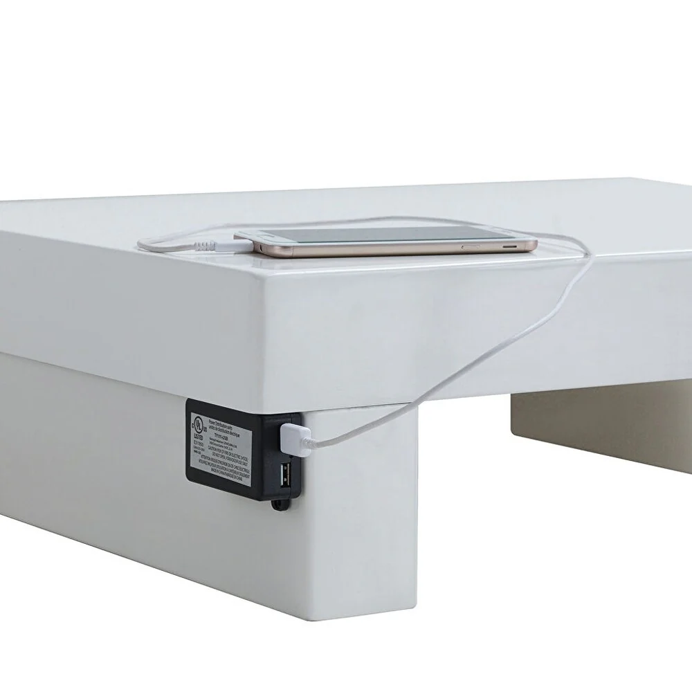 Wooden Small Nightstand with USB Charger