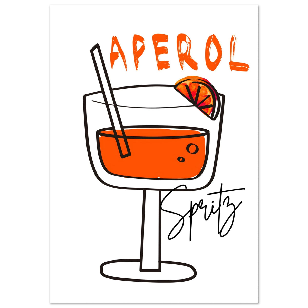 Artfulprints Poster Aperol Spritz - Minimalistic  - 70x100 cm - Oranje