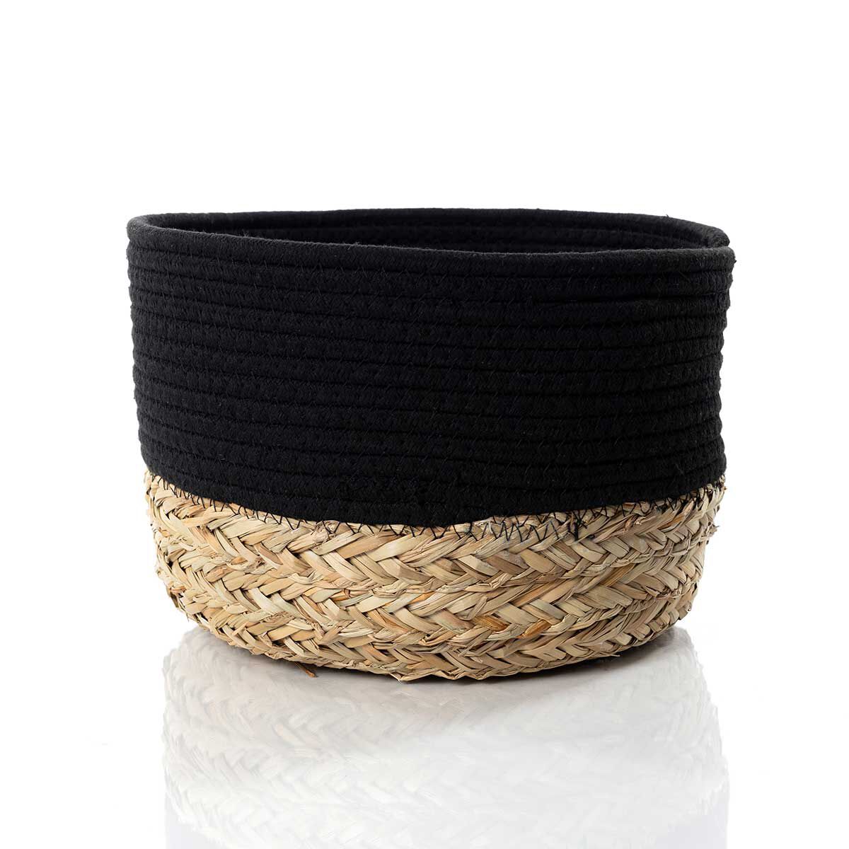 Cesto wc preto e natural 25x32cm