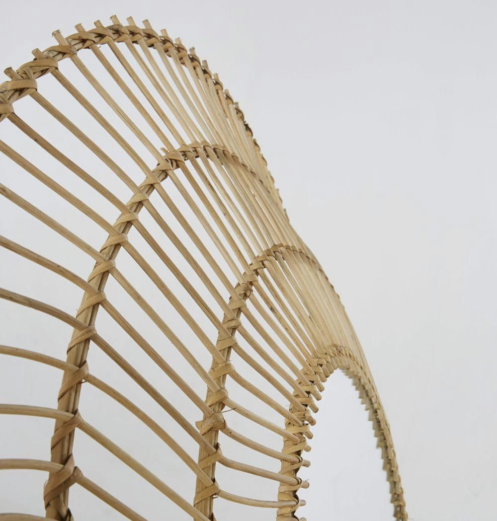 ALI - Miroir rond en rotin tressé marron D117