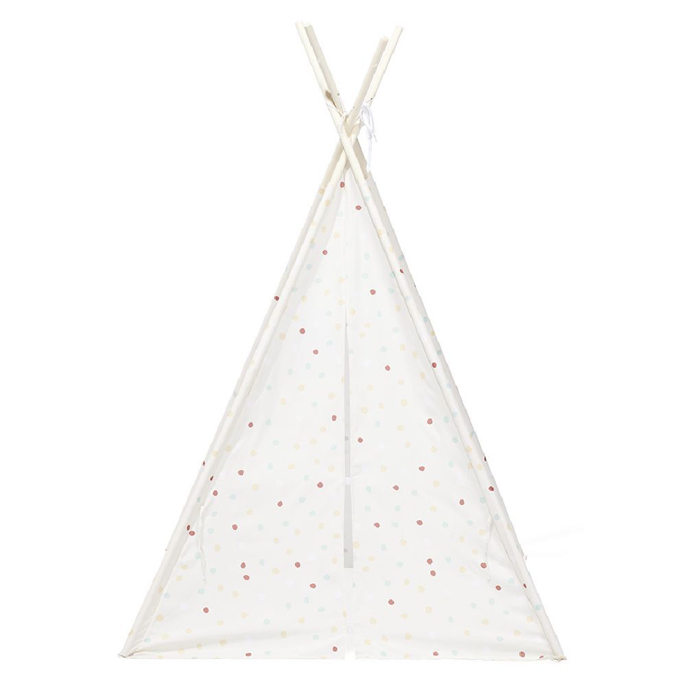 Tipi Flower polyester blanc à pois - L120xP120xH160 cm