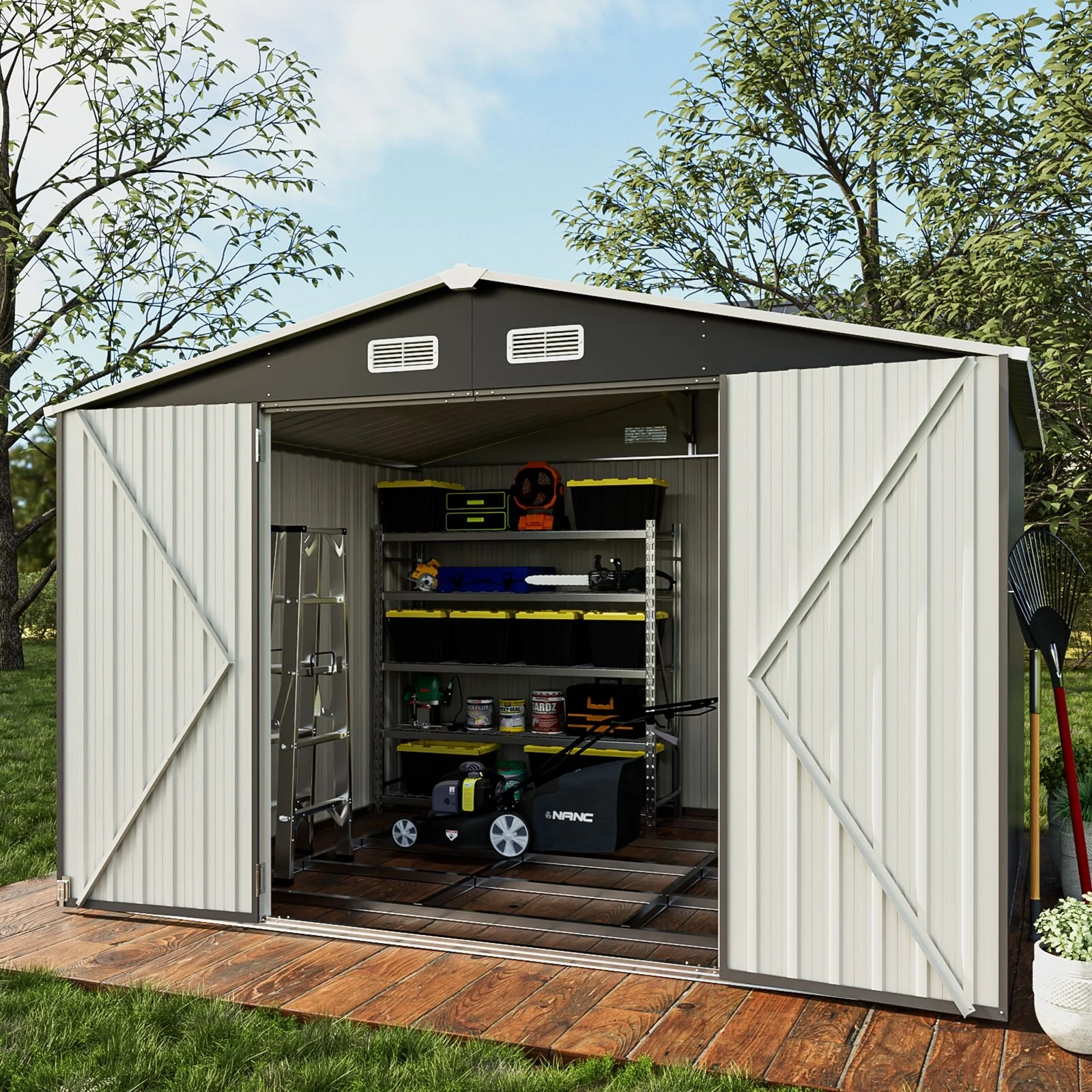 9.6'x7.8' Outdoor Metal Storage Shed