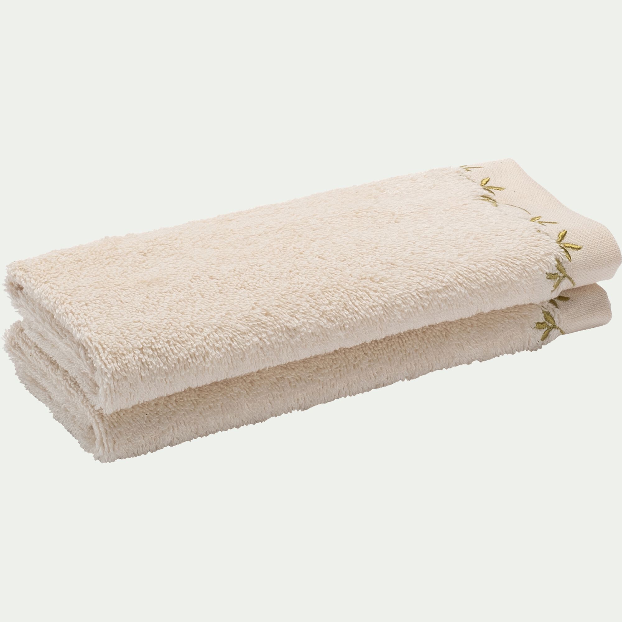 MELINA - Lot de 2 serviettes invité en coton - beige 30x50cm