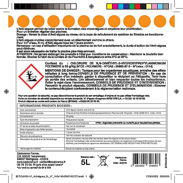 Anti Algues Non Moussant 5L action préventive