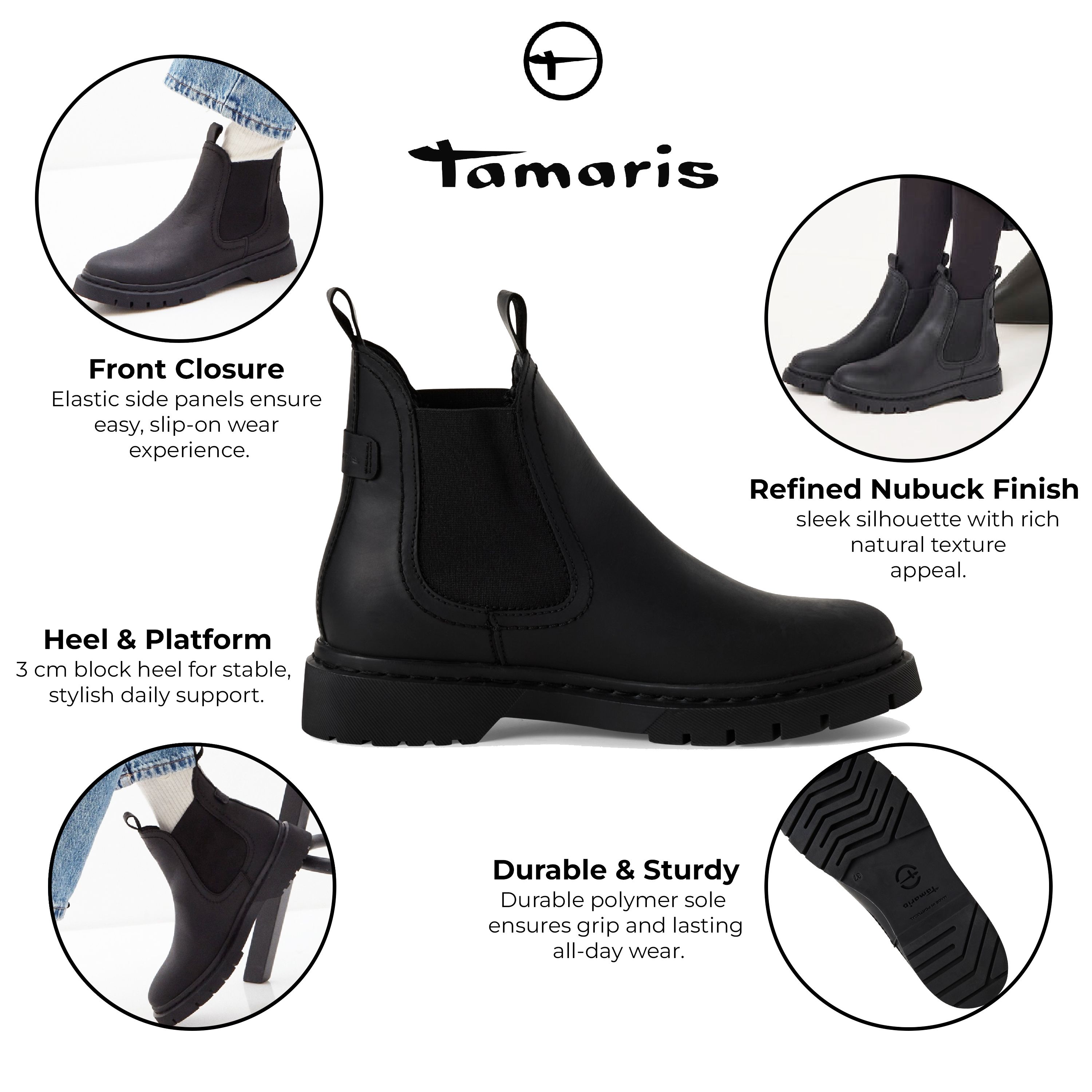 Infinity Leather Tamaris Leather Classic Chelsea Ankle Boots
