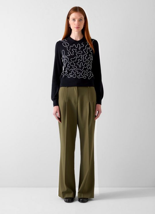 Judy Black And Cream Cotton Knitted Top