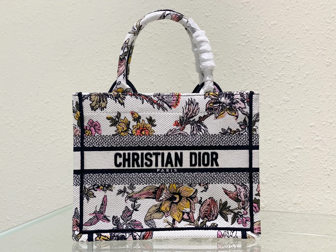 Dior Book Tote Small White Multicolor Dior Jardin Botanique Embroidery M1265ZRZB_M884
