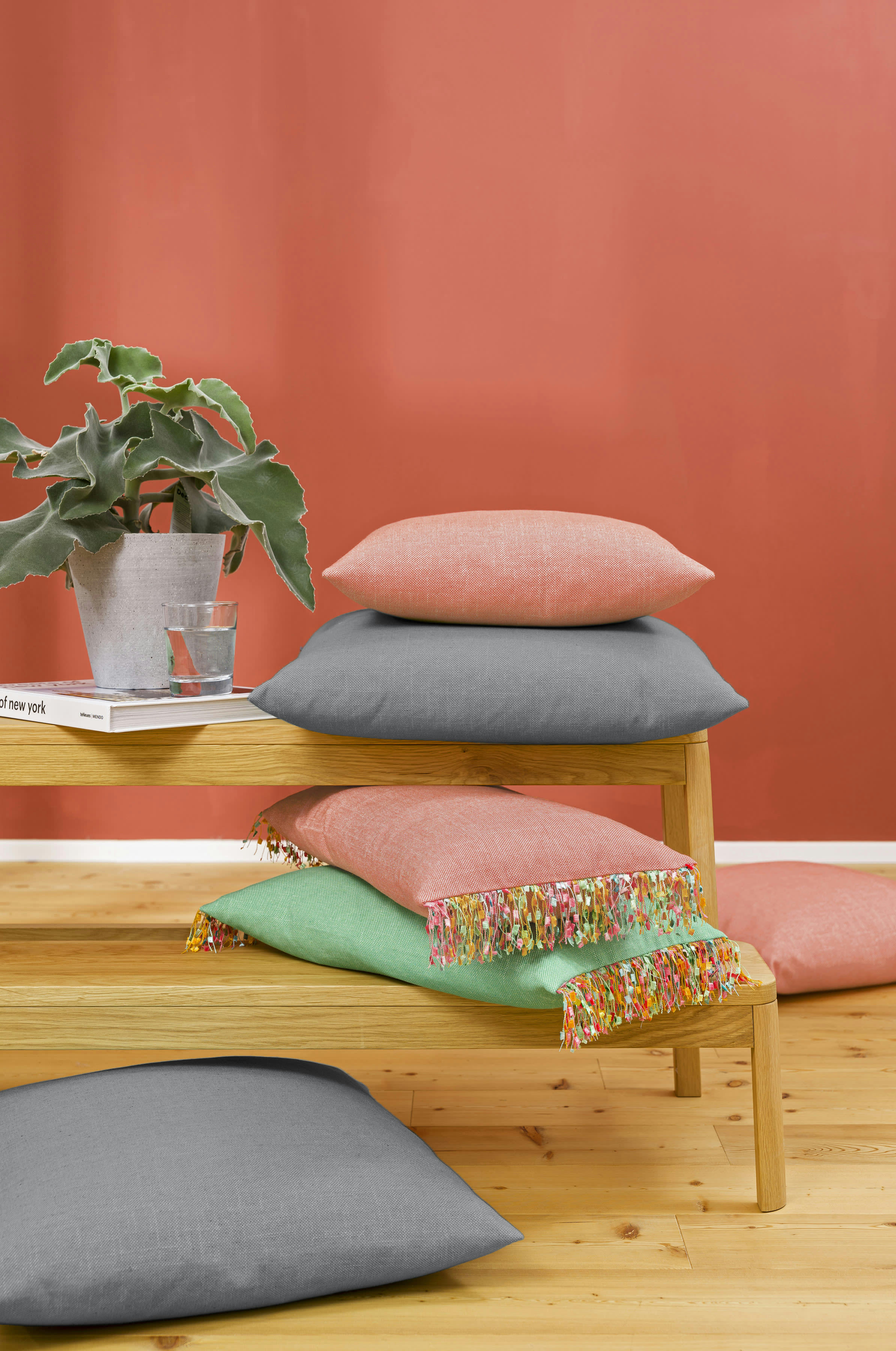 RIVA - Housses de coussin jacquard chiné gris -Lot de 2-50x50