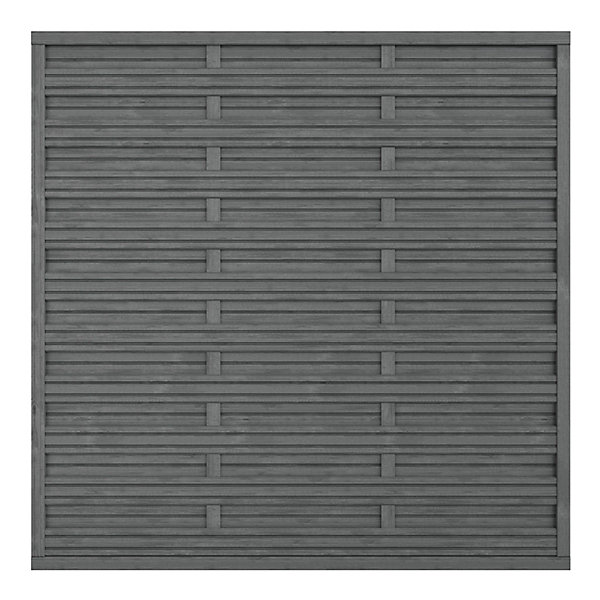 Panneau droit de clôture Ozora en bois anthracite ép.35 mm L. 180 x H.180 cm