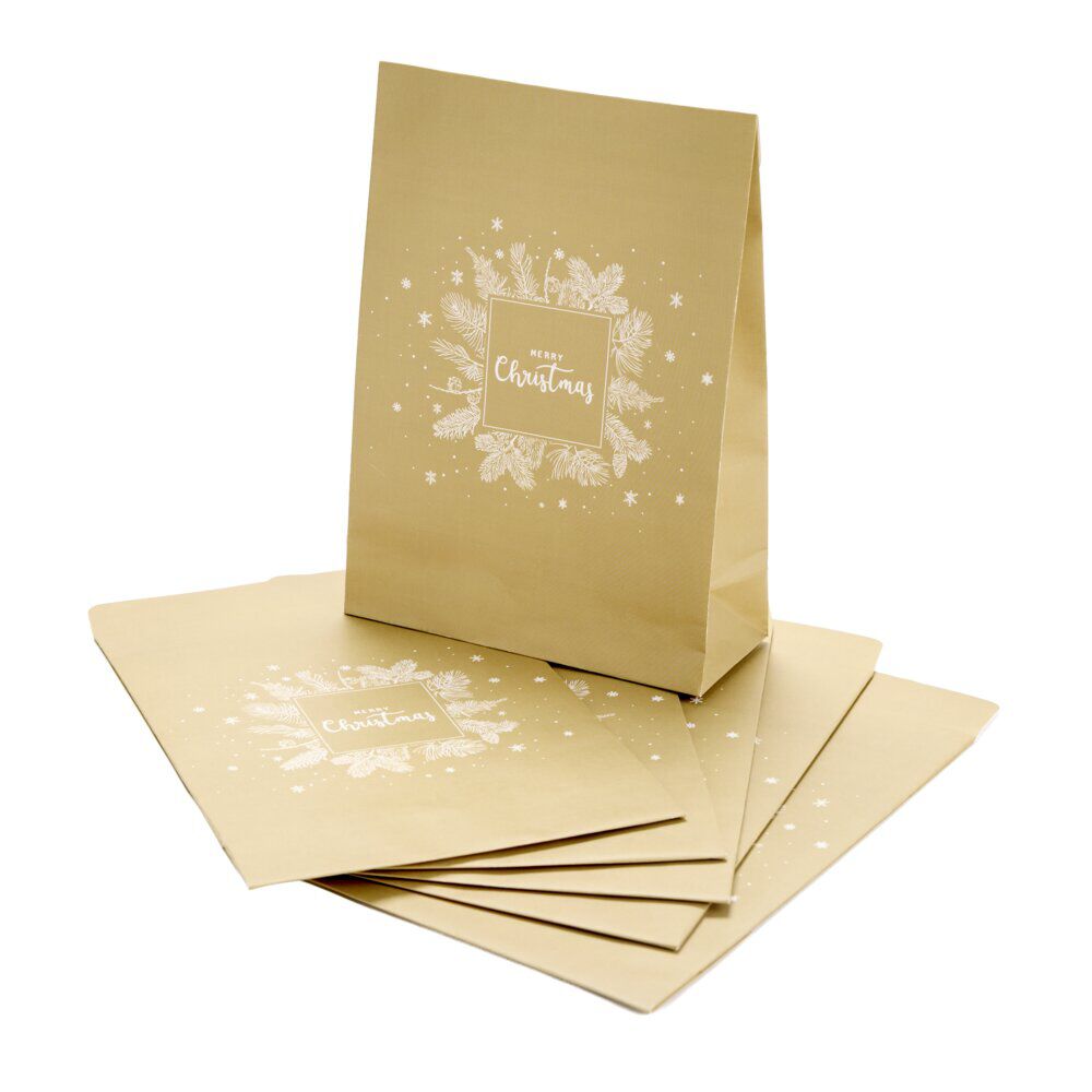 Enveloppe cadeaux de No&euml;l dorée x6