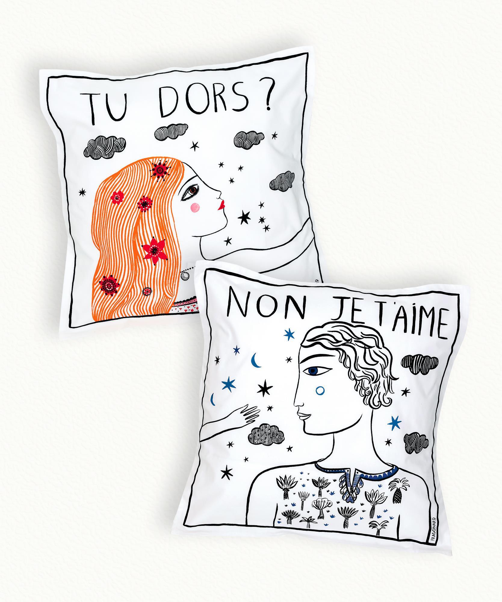 2 Taies d' oreiller Tu dors ? - 65 x 65 cm