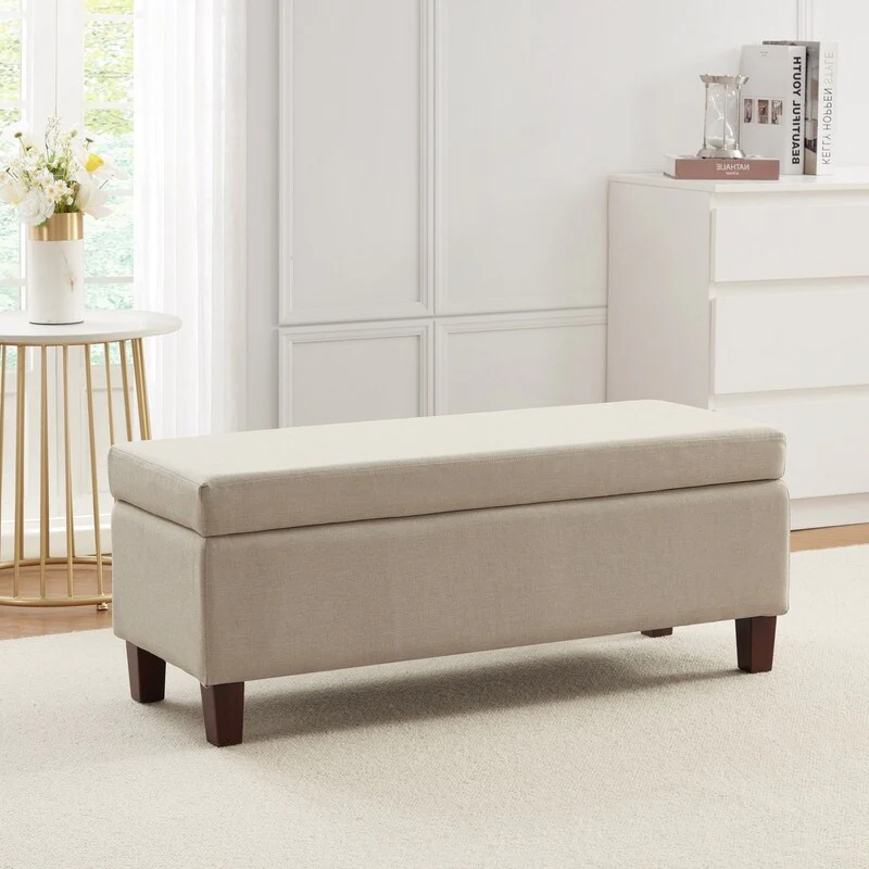 Hamilton Upholstered Rectangle Storage Ottoman with Hinge Lid - 40 x 15 x 16