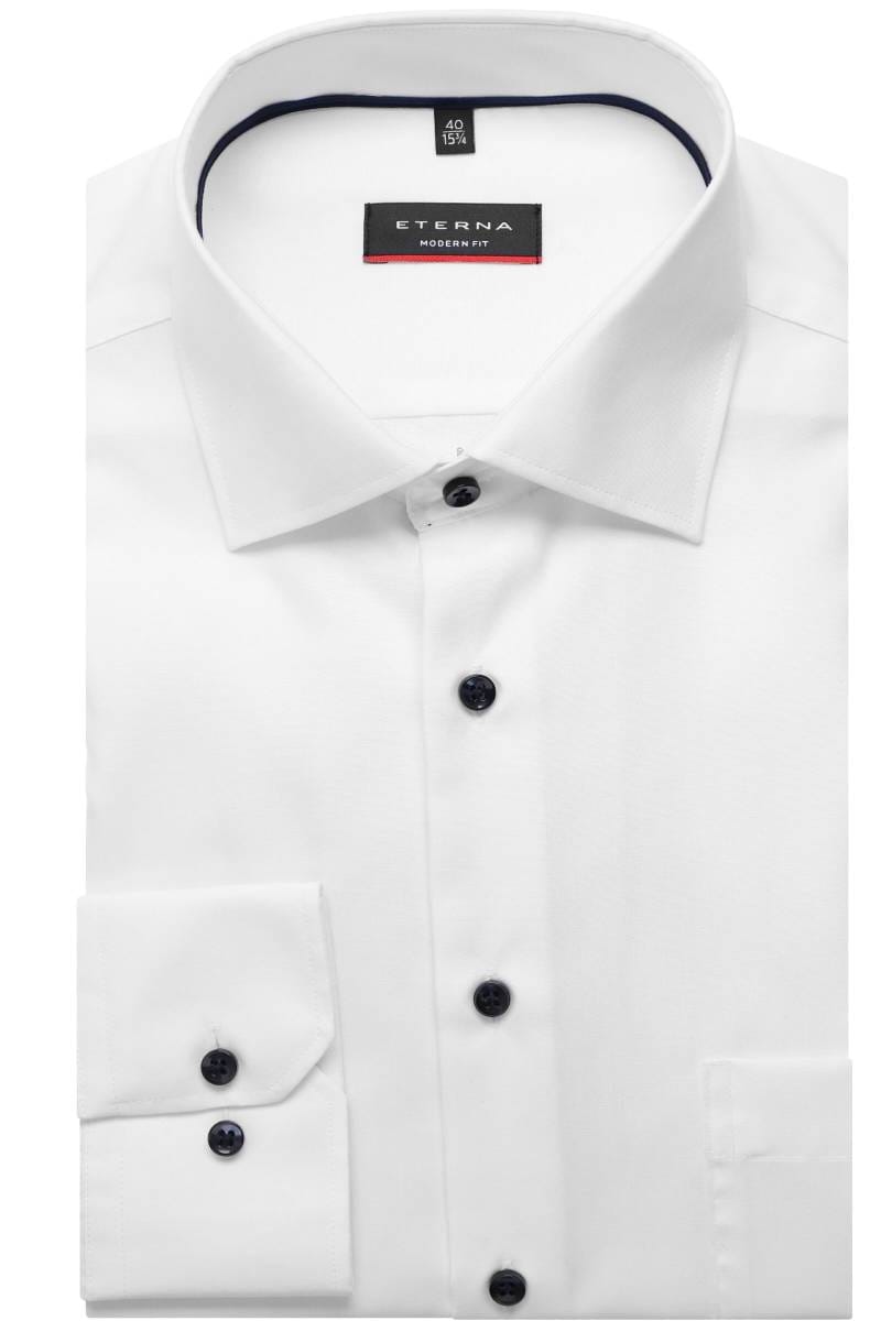 ETERNA Modern Fit Hemd weiss, Einfarbig (extra langer Arm)