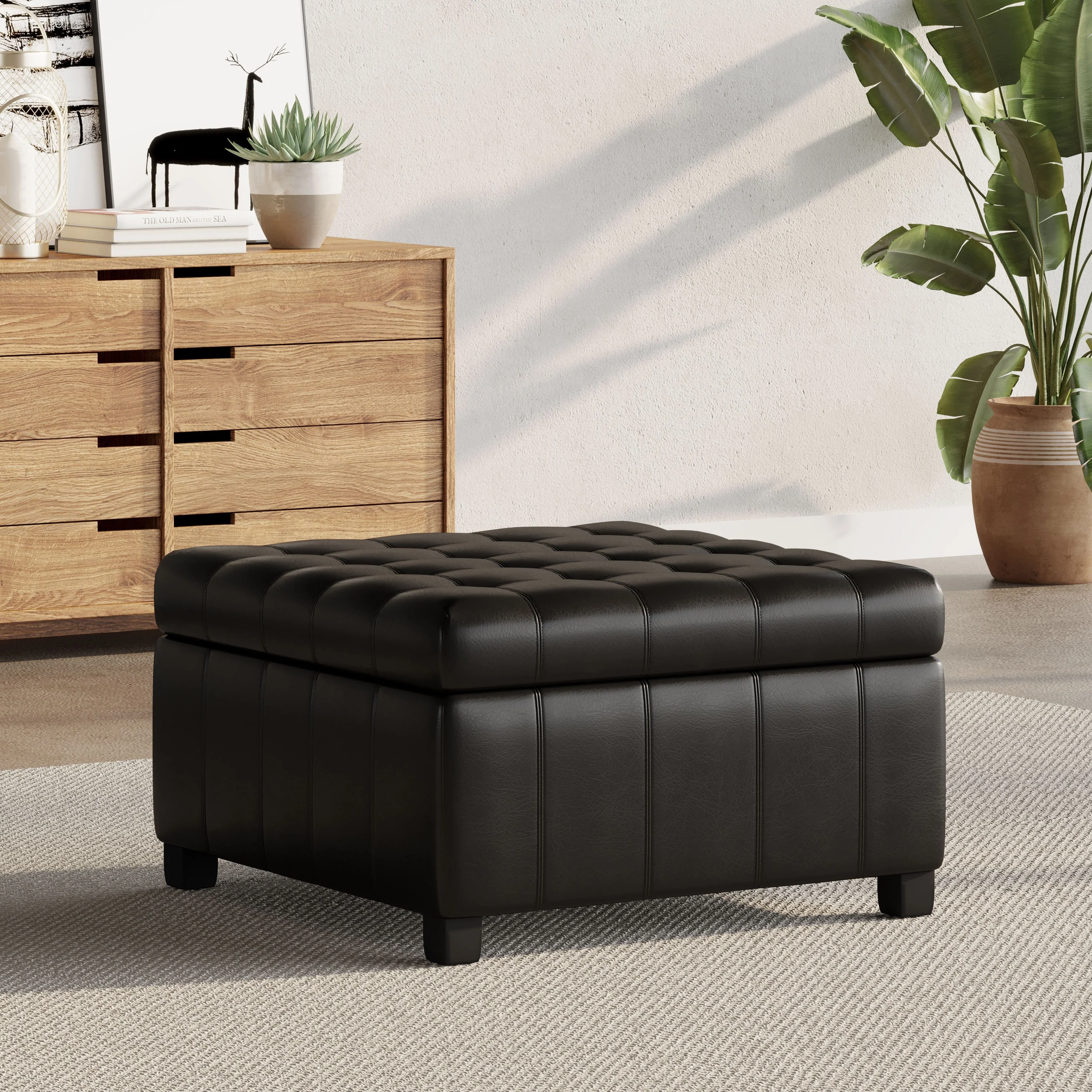 Lismore Faux Leather Storage Ottoman by Christopher Knight Home