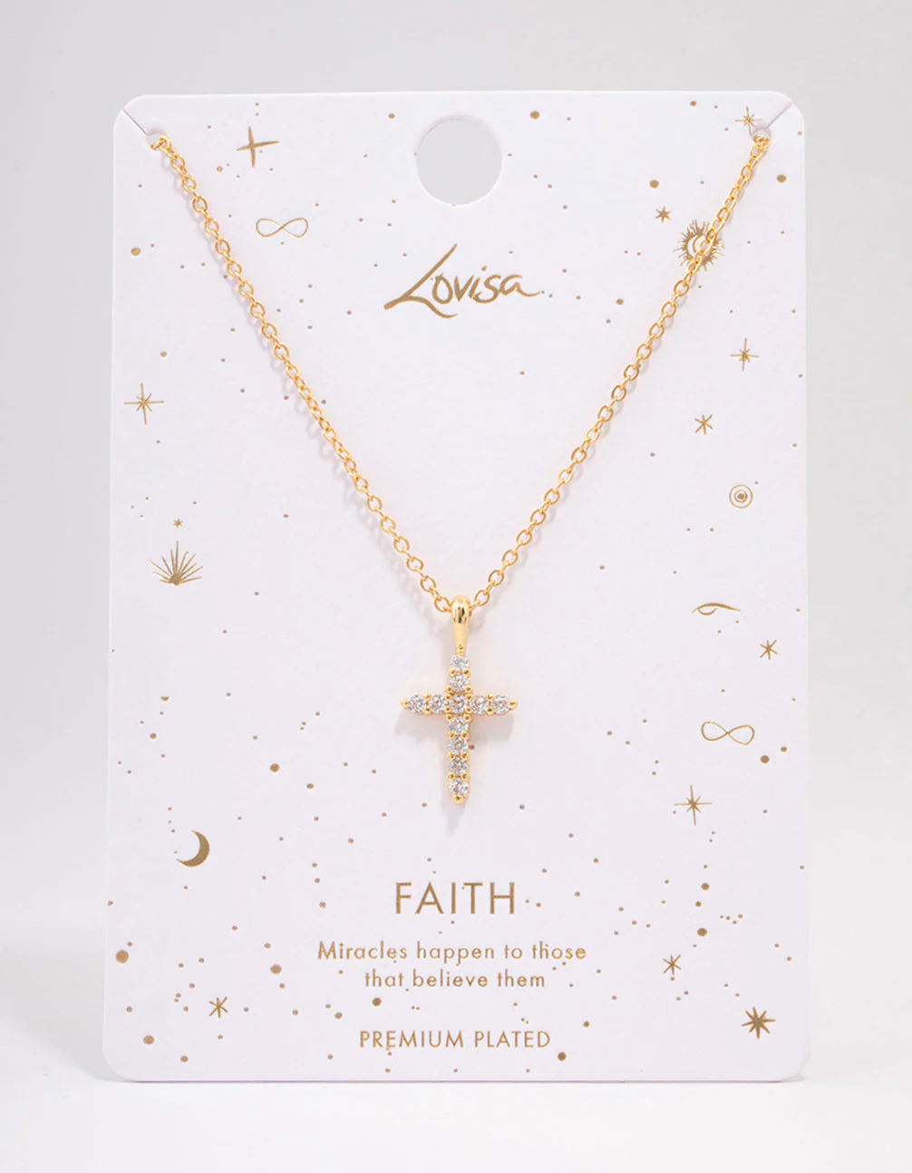 Gold Plated Crystal Cross Pendant Necklace