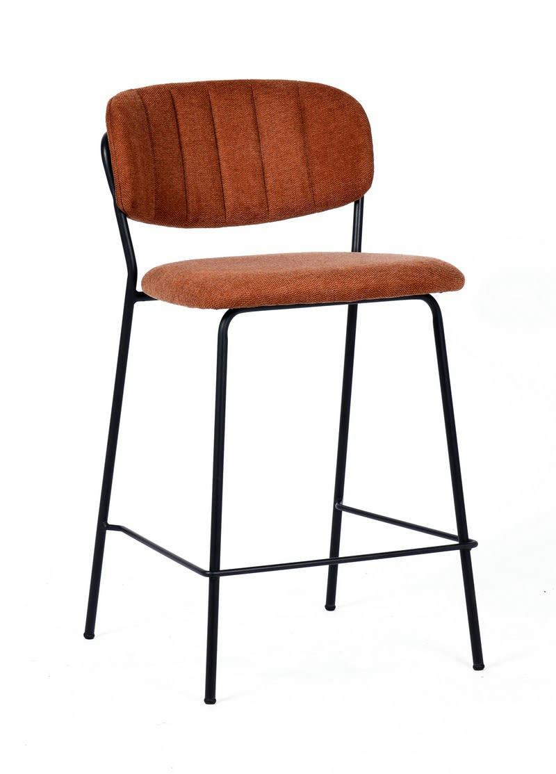 BELLAGIO - Tabouret de comptoir tissu orange