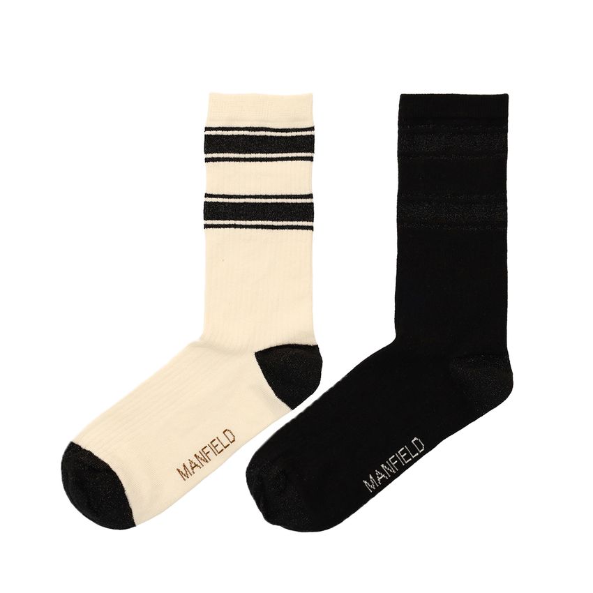 Manfield 2-pack zwarte en off white sokken