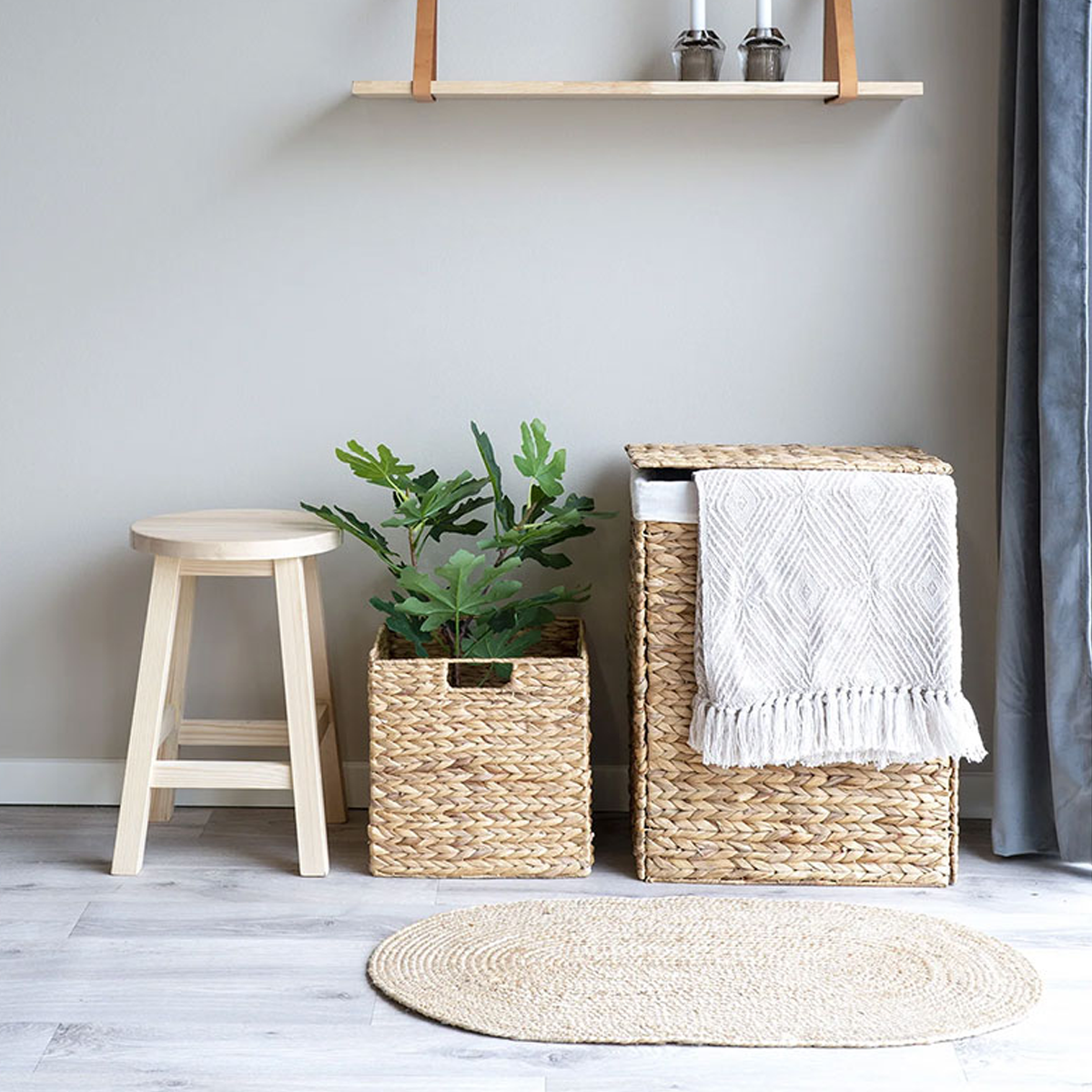 Artichok Jet waterhyacint wasmand met deksel - 43 x 32 cm
