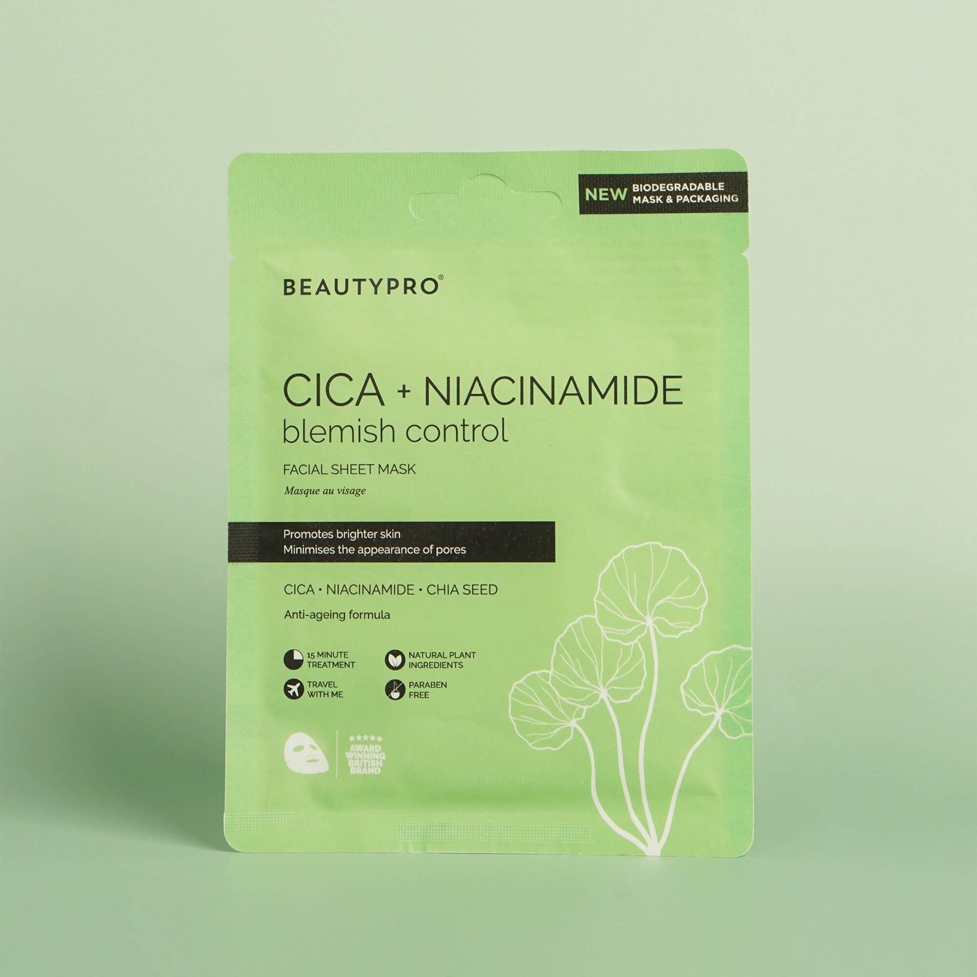 BEAUTYPRO Cica   Niacinamide Blemish Control Sheet Mask - Pack Of 4