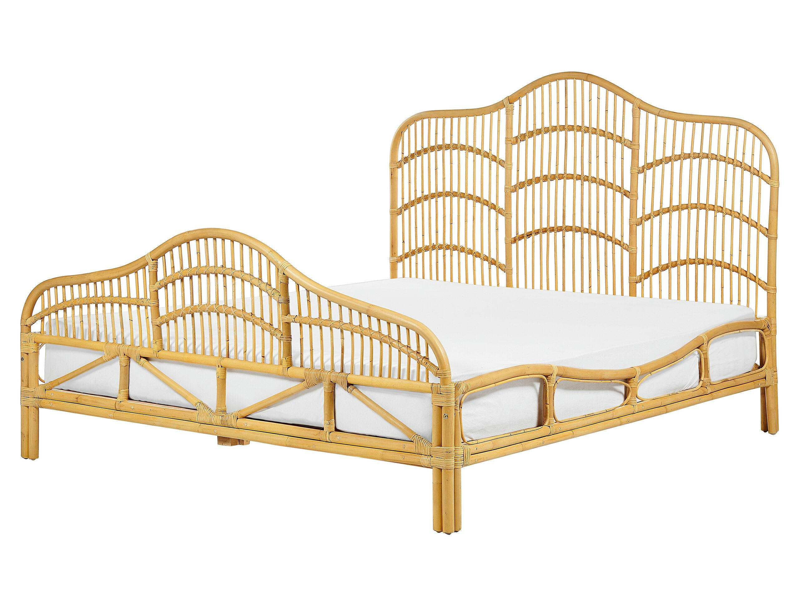 DOMEYROT - Lit double en bois solide bois clair 160x200