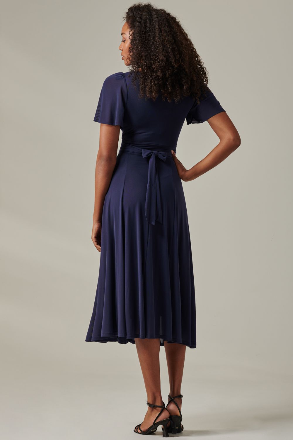 Jolie Moi Plain Mesh Floaty Sleeve Midaxi Dress