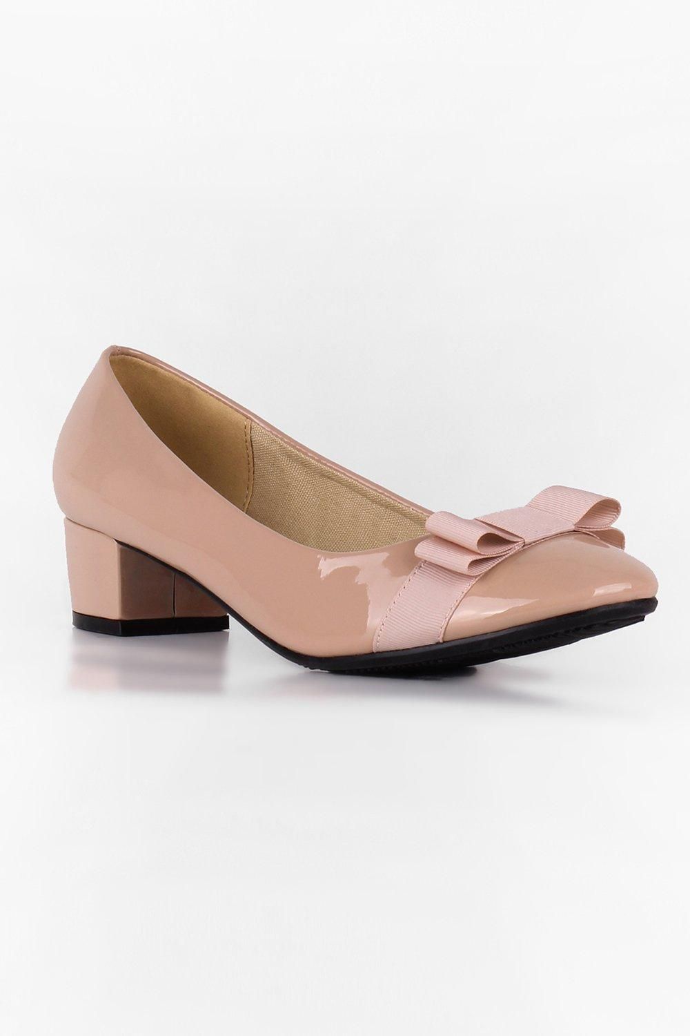 KRISP Bow Toe Low Heel Patent Courts