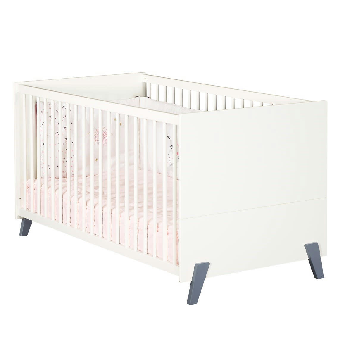 JOY - Lit évolutif 140x70 - Little Big Bed sur pieds en bois blanc