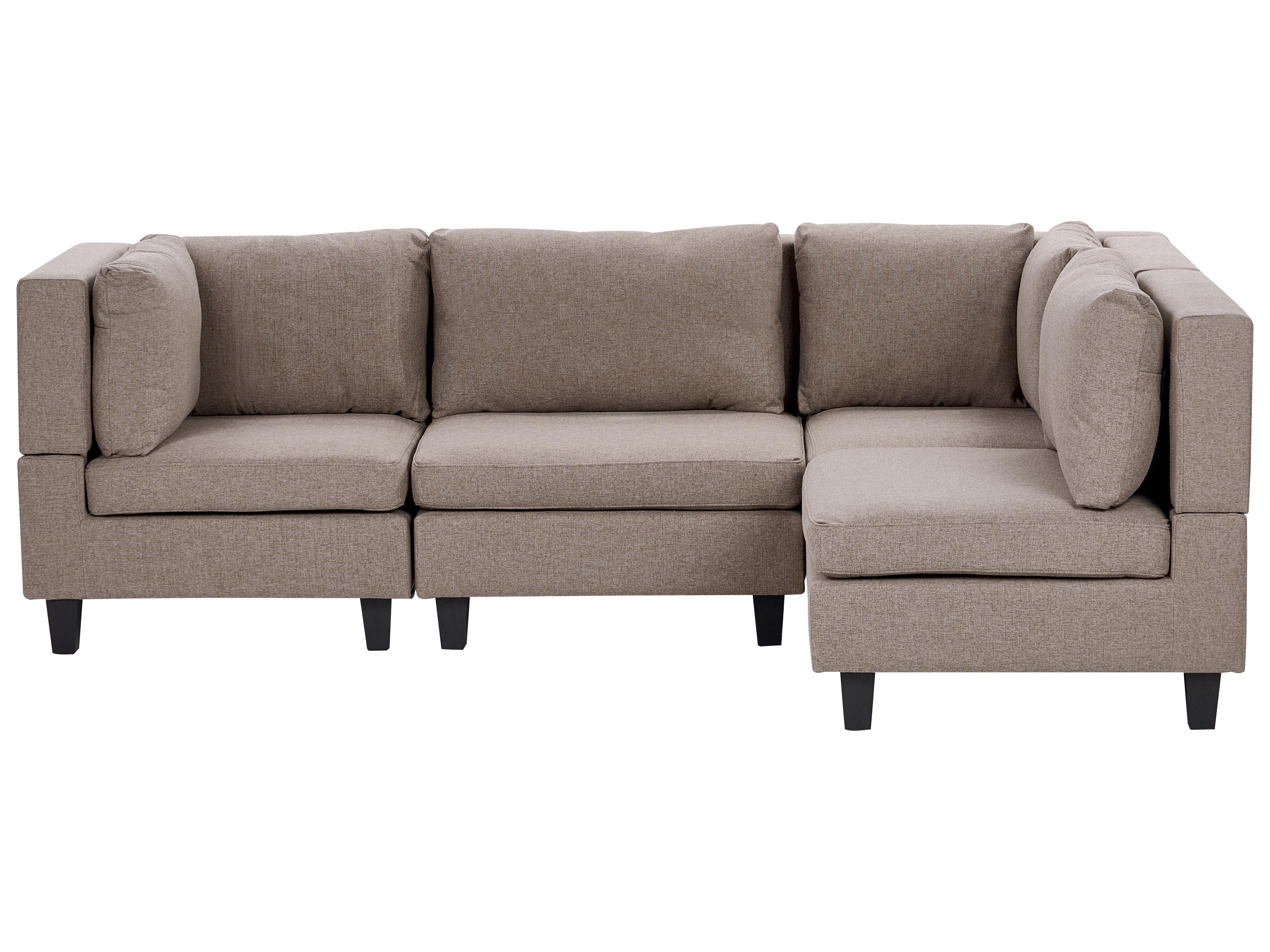 Modular Corner Sofa 4 Seater UNSTAD Fabric Brown Left Hand