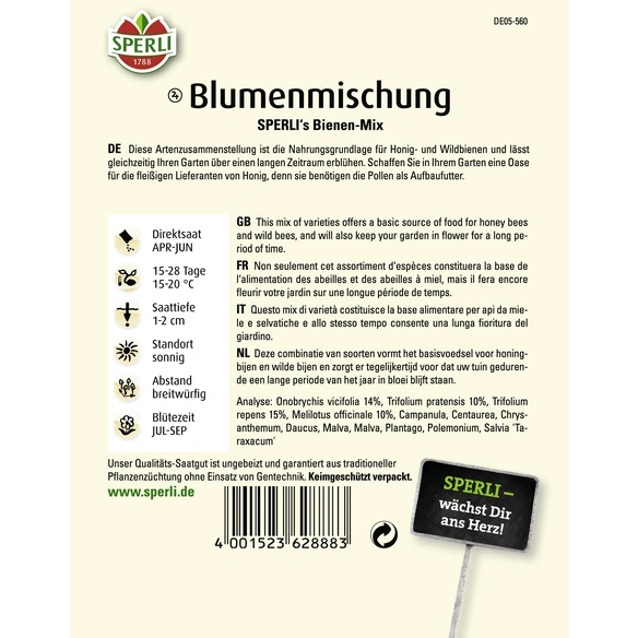 Blumenmischung »SPERLI's Bienen-Mix«, mehrjährig, Nahrungsquelle für Bienen, Höhe 30-100 cm